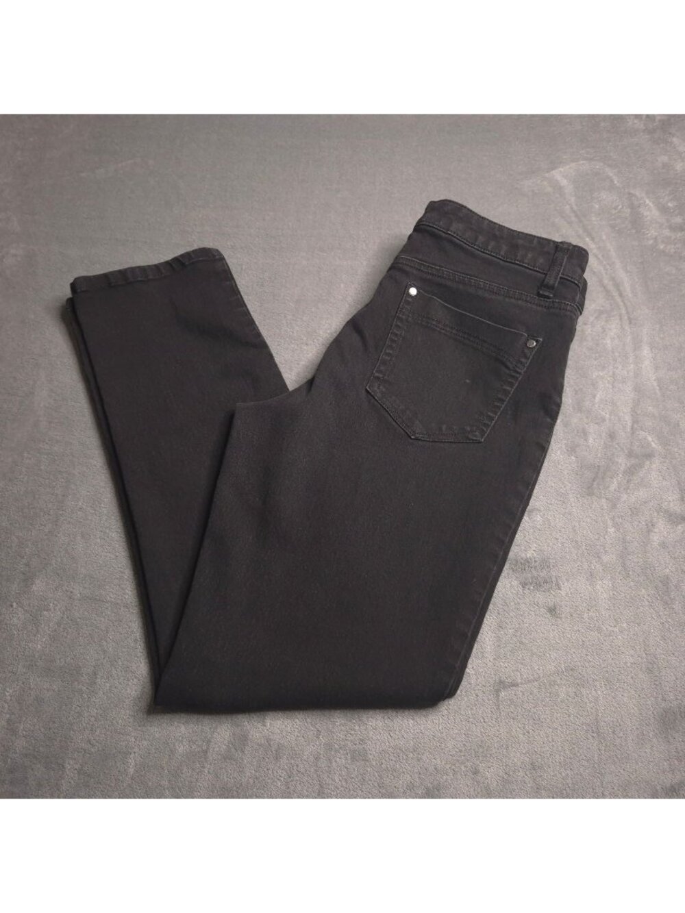 Bandolino Amy Womens Straight Leg Jeans 14 Slimming Mid Rise Black Stretch